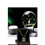 Lapidaria Geyik Temalı Işıklı 3D Led Işıklı Cam Küre ve Panda Kolye