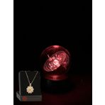 Lapidaria Gezegen Temalı Işıklı 3D Led Işıklı Cam Küre ve Papatya Kolye