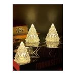 Lapidaria Kristal Led Çam Ağacı Mum 3'Lü Alevli Yapay Mum Pilli Yılbaşı Led Işık Abajur