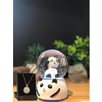 Lapidaria Panda Temalı Işıklı Müzikli Kar Küresi ORTA Boy ve Papartya Kolye