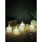 Lapidaria Titreyen Alevli Kristal Erimiş LED Mum 3'lü Hareket Alevli Eriyen Yapay Mum Pilli LED - 5 Adet - Beyaz