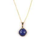 Lapis Lazuli Doğal Taş Gold Renkli Kolye KLY-1227