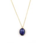 Lapis Lazuli Doğal Taş Gold Renkli Kolye KLY-1252