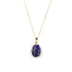 Lapis Lazuli Doğal Taş Gold Renkli Kolye KLY-897
