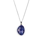 Lapis Lazuli Doğal Taş Gümüş Renkli Kolye KLY-1015