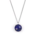 Lapis Lazuli Doğal Taş Gümüş Renkli Kolye KLY-1155