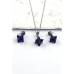 Lapis Lazuli Doğal Taş Merkaba Kolye - Küpe 2Li Set