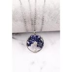 Lapis Lazuli Doğal Taş Tel Sarmalı Hayat Ağacı Kolye