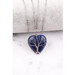 Lapis Lazuli Doğal Taş Tel Sarmalı Kalp Kolye KLY-316