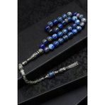 Lapis Lazuli Doğal Taş Tesbih 925 Ayar Gümüş 8 Mm Küre Kesim