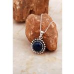Lapis Lazuli Taşlı Telkari İşlemeli Gümüş Kolye 8031