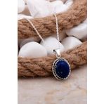 Lapis Lazuli Telkari İşlemeli Gümüş Kolye 7811