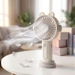 Laptify 3 Kademeli Taşınabilir Şarjlı El Fanı, Masa Üstü Mini Fan, Sessiz Mini El Vantilatörü, Ergonomik Mini Vantilatör - Beyaz