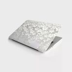 Laptop Bilgisayar Notebook Pc Kaplama Etiketi 3D Beyaz Yapraklar