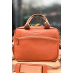 Laptop Çantası Coffee 12.5" Inç Evrak Macbook Çantası 32X23X4 cm Vegan Deri Düz Kahverengi