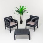 Lara 1+1+S Bahçe Takımı Balkon - Bahçe - Teras Mobilyası / Antr Gri
