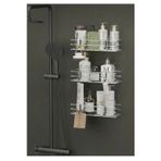 Lara Design 3 Katlı Banyo Rafı Geniş Metal Şampuanlık Yapışkanlı Banyo Düzenleyici Krom 48X25 Cm