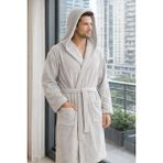 Lara Lisa Bambu Penye Iplik Yumuşak Dokulu Su Emiciliği Yüksek Unisex Kadın Erkek Bornoz - 2XL - Açık Gri