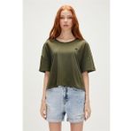 Lara Oversize T-Shirt Haki Yeşil Basic Kadın Tişört