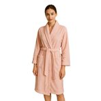 LaraLisa Collection Şal Yaka Çift Cepli%100 Pamuk Pembe Kadın Banyo Bornozu (Boyu 120 cm) Pembe M