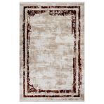 Laramie Kahverengi Çerçeveli Modern Geometrik Etnik Desenli Boho Makinada Yıkanabilir Hav Toz Vermez Leke Tutmaz Kaymaz Taban Dijital Makine Baskı Halı Oturma Odası Salon Yolluk Koridor Mutfak Halısı