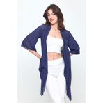Laranor Lacivert Şal Yaka Truvakar Kol Şifon Kimono - Hırka- Plaj Giyim 25L8034