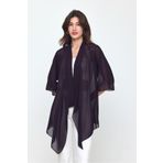 Laranor Mürdüm Şal Yaka Truvakar Kol Şifon Kimono - Hırka- Plaj Giyim 25L8034