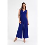 Laranor Önden Fermuarlı Saks Renkli Kolsuz Tulum %95 Polyester 48 Beden Kadın