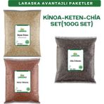 Laraska Chia Tohumu-Çiya Tohumu 100G -Keten Tohumu 100G - Beyaz Kinoa 100G -Set- Chia Seeds- Brown Flaxseed- White Quinoa Set (100GX3) - 1 Adet