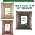 Laraska Chia Tohumu-Çiya Tohumu 500G -Keten Tohumu 500G - Beyaz Kinoa 500G -Set- Chia Seeds- Brown Flaxseed- White Quinoa Set (500GX3) - 500 gr