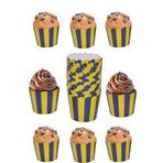 Larenya Cupcake Kalıbı & Kek Kapsülü & Muffin Kek Kalıbı & 25'li Sarı Lacivert Kek Kalıbı