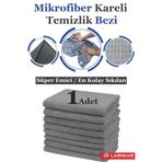 Larimar 1 Adet Jumbo Boy Mikrofiber Kareli Temizlik Bezi Duvar Ve Yer Silme Bezi Sıkılması En Rahat 50*70cm