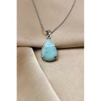 Larimar Doğal Taş 925 Ayar Gümüş Kolye - Klyg-1634