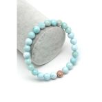 Larimar Doğal Taş Zirkon Aparatlı Bileklik 8 Mm Küre Kesim