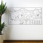 Larimar Yazılabilir Türkiye Haritası Manyetik Duvar Stickerı 110 x 56 cm (5177) - Gri
