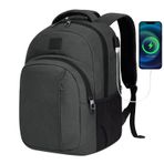 LARIPOP Seyahat Laptop Sırt Çantası,USB Şarj Portlu Erkekler Kadınlar için 15.6 inç İş Dizüstü Sırt Çantası,Laptopack Weekender, Koyu Gri, Geleneksel