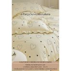 Larispera %100 Pamuk Çift Kişilik Nevresim Takımı Fırfırlı Kalp Desen Yumuşak Ranforce