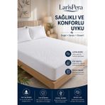 Larispera Bambu Premium Sıvı Geçirmez Alez Ultra Sessiz Yatak Koruyucu Tam Kenar Lastikli - 160 x 200 x 30 cm - Beyaz