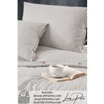 Larispera Battal Boy Düğmeli Pamuklu Ranforce Çizgili Nevresim Takımı King Size Duvet CoverSet