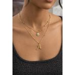Larius Jewelry Ikili Kombin Harf Kolye,göz Nazar Kolyesi,harf Kolye (Tek/çift Kullanım), Altın Kaplama,kombin Kolye - A HARFİ