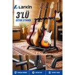 Larkin GS300 Dayanıklı ve Sağlam 3'lü (Üçlü) Çoklu Gitar Standı (Tüm Gitarlar İle Uyumlu)