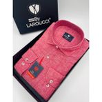 Laroucci Erkek Nar Çiçeği Slim Fit Keten Uzun Kol Hediye Kutulu Gömlek - Açık Narçiçeği