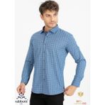 Laroucci Erkek Sim Fit Poplin Likrali Kareli Hediye Kutulu Gömlek - 02L-Lacivert - XL
