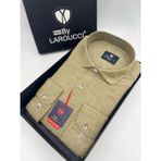 Laroucci Erkek Yeşil Slim Fit Keten Uzun Kol Hediye Kutulu Gömlek - 00430-Yeşil - 2XL