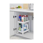 Larskas 2 Katlı Tekerlekli Düzenleyici Raf Mutfak Tezgah & Evye Altı Dolap Içi Organizer, Banyo Deterjanlık ve Şampuanlık, Çok Amaçlı Taşınabilir Sebzelik, Modern Dekoratif Mutfak Raf Ünitesi (Beyaz)