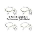Larskas 5 Iğneli Paslanmaz Çelik Halatlı Dip Hırsız Olta Takımı 4’lü Set 10# Karbon Çelik Iğne