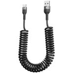 Larskas 5A 66W Spiral Type-C Araç Şarj Kablosu, Veri Aktarım Özellikli