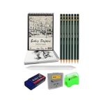 Larskas A4 120 gr Eskiz Defteri Telli 7 Adet Dereceli Kalem Çizim Seti Pastel Dağıtma Silgi Karakalem Eskiz Seti Kalemtraş - 41 Delft Blue