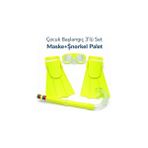 Larskas Çocuk 3'lü Set Palet Maske Şnorkel Dalış Seti Pvc 24-29 Numara Ayarlanabilir Kayışlı