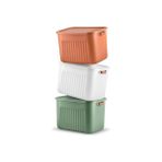 Larskas Deconox 1 Adet 20 Lt Dev Boy Çok Amaçlı Kapaklı Kutu - Deri Kulp Detaylı Dolap Içi Düzenleyici Organizer (40X30X25 Cm) (Yeşil)